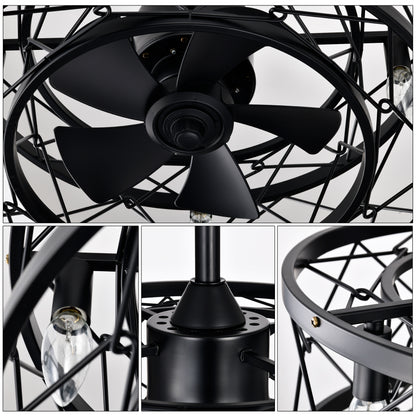20" Matte Black Modern Enclosed Ceiling Fan - view 14