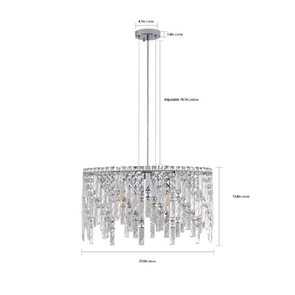 24" Modern Round Silver Crystal Chandelier - view 9
