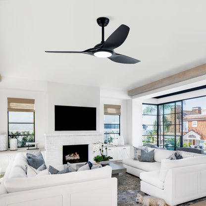 52" Matte Black Ceiling Fan with LED Light - view 5