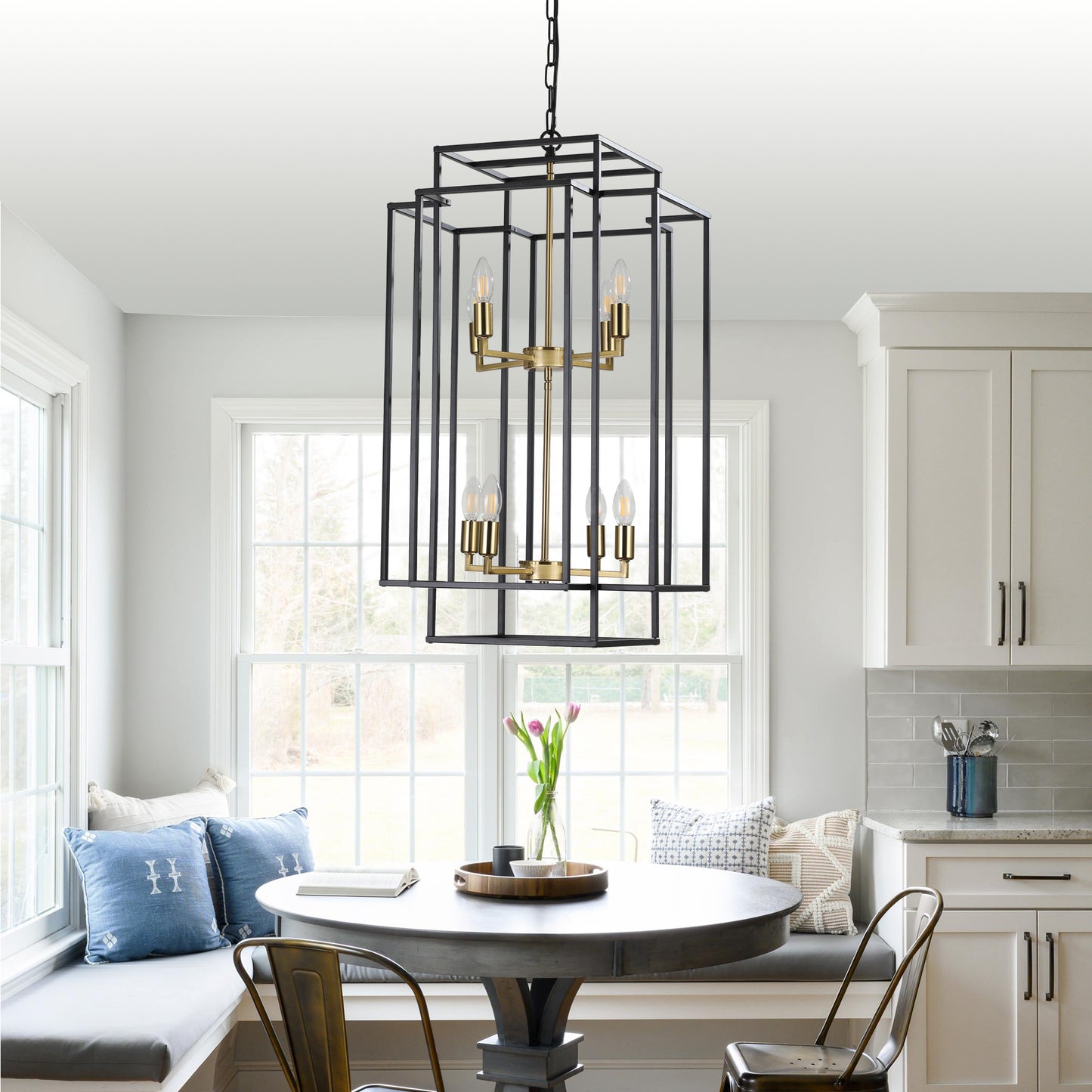 18" 8-Light Black & Gold Geometric Chandelier - view 3