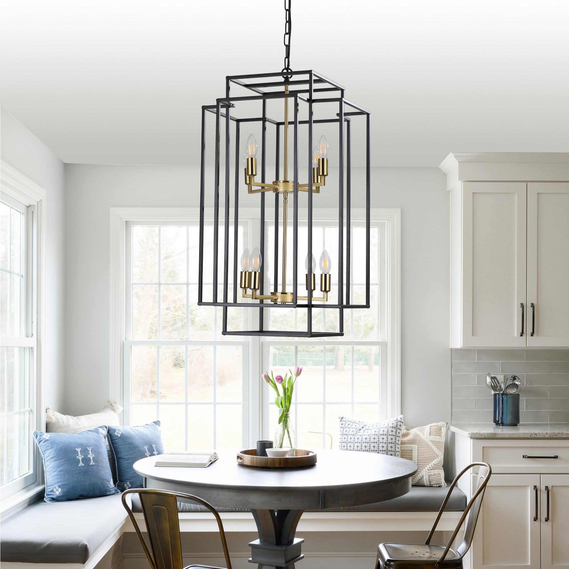 18" 8-Light Black & Gold Geometric Chandelier - view 3