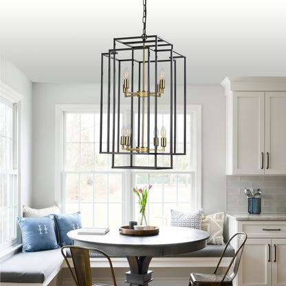 18" 8-Light Black & Gold Geometric Chandelier - view 3