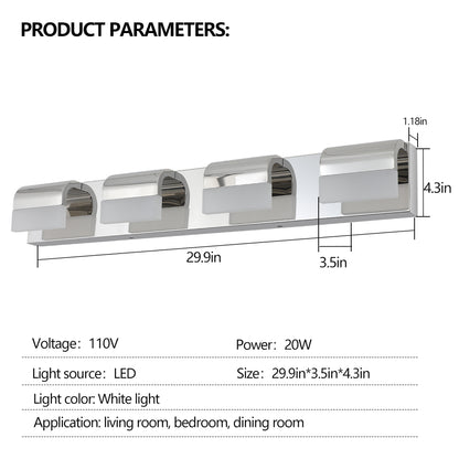 4-Light Chrome LED Bathroom Vanity Light - view 8
