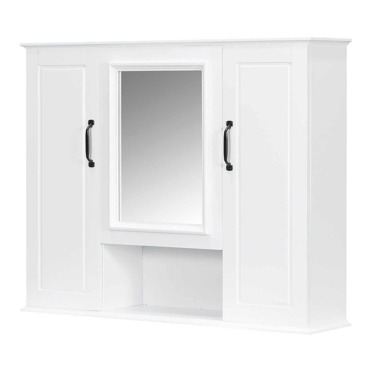 36" White Bathroom Vanity with Sink and Matching Mirror Cabinet