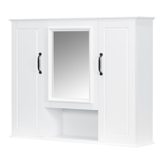 36" White Bathroom Vanity with Sink and Matching Mirror Cabinet