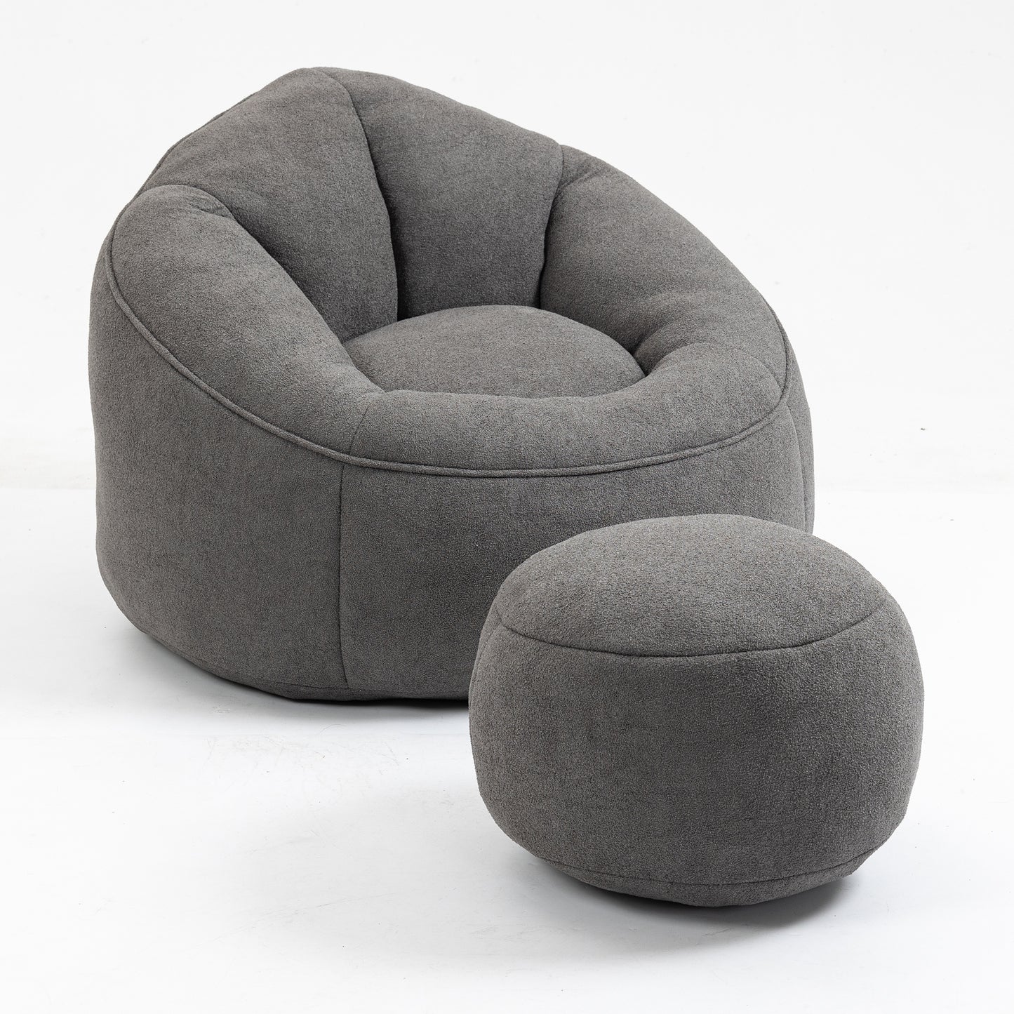 Microfiber Bean Bag Sofa Chair with Footrest – Grey
