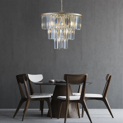 20" 7-Light Gold 3-Tier Crystal Chandelier