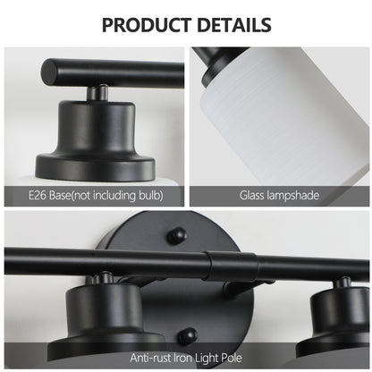 39" 6-Light Black Vanity Light with Frosted Glass - view 7