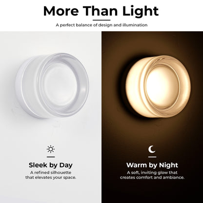 White Round Glass LED Indoor Outdoor Wall Light - view 6