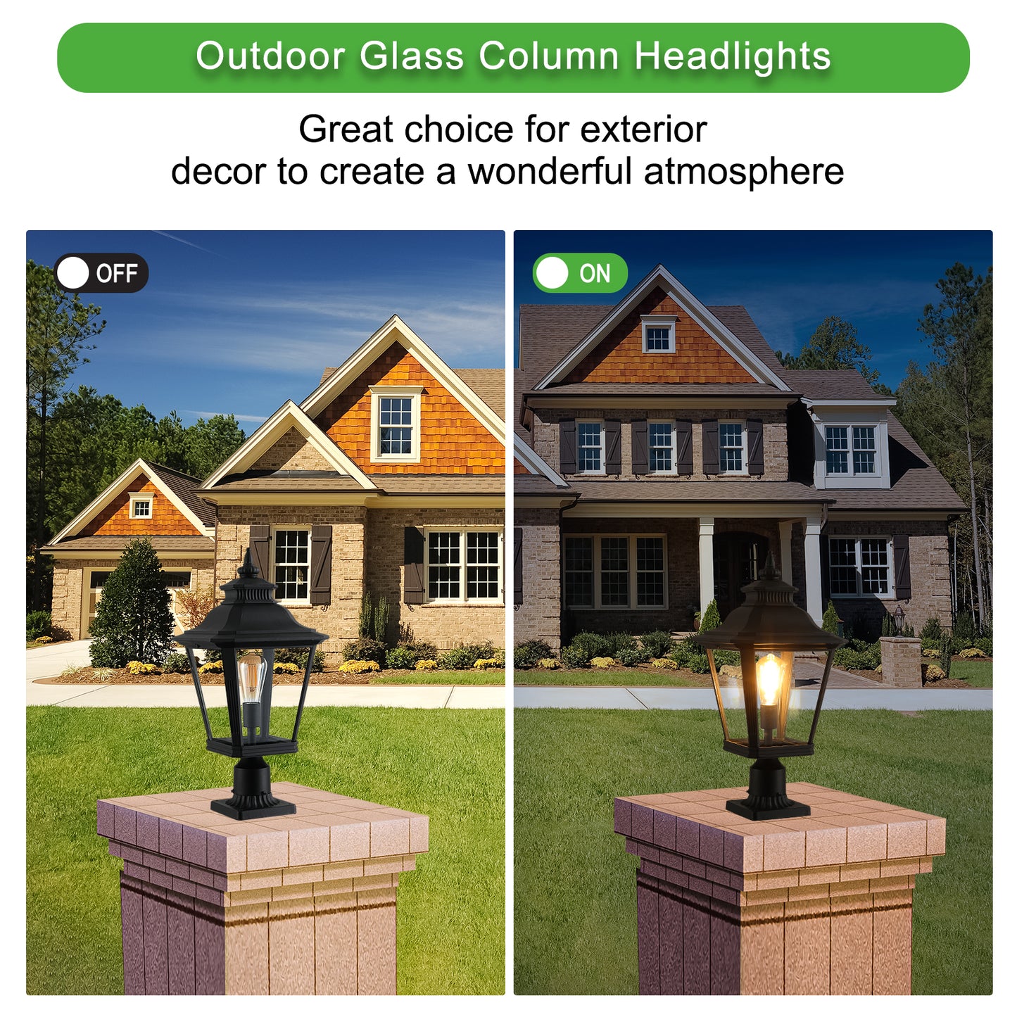 21"H Black Outdoor Post Lantern Light, Set of 2 - view 5