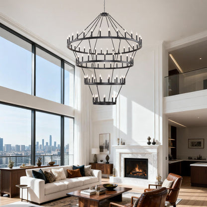 69.3" 4-Tier Wagon Wheel Farmhouse Chandelier, 80-Light - view 2