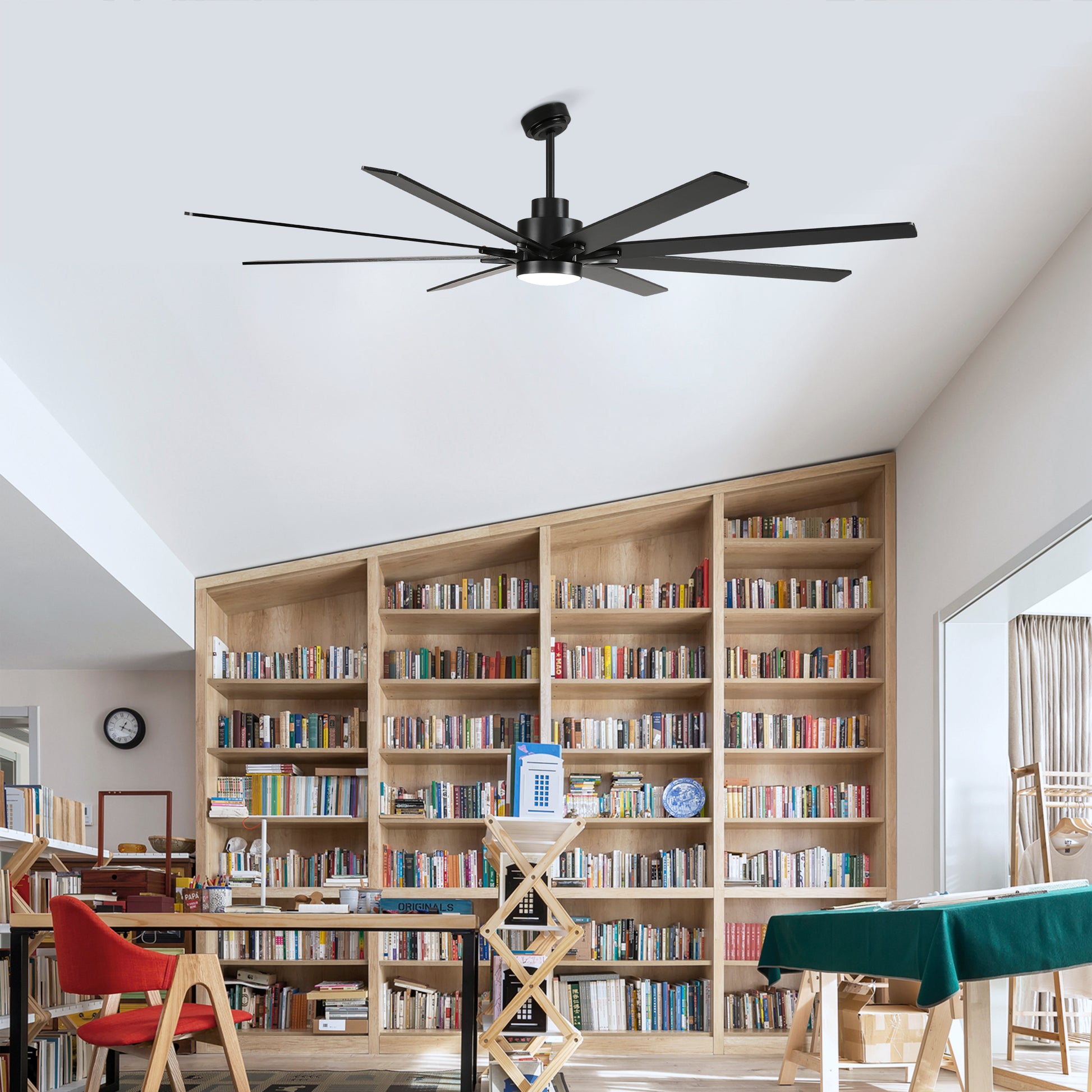 84" Matte Black Plywood Ceiling Fan with Dimmable LED - view 11