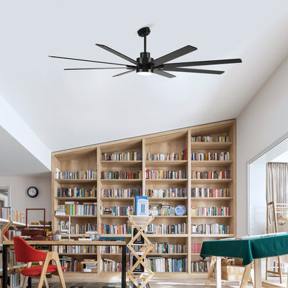 84" Matte Black Plywood Ceiling Fan with Dimmable LED - view 11