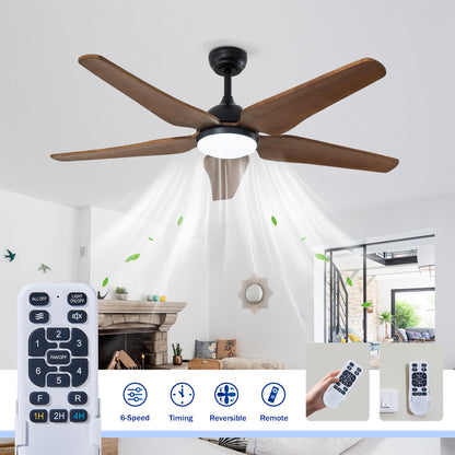 52" Black Brown Reversible Ceiling Fan with Light - view 10