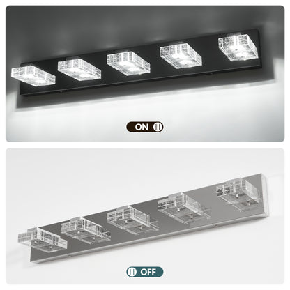 31" 5-Light Chrome LED Vanity Light with Acrylic Shades - view 6