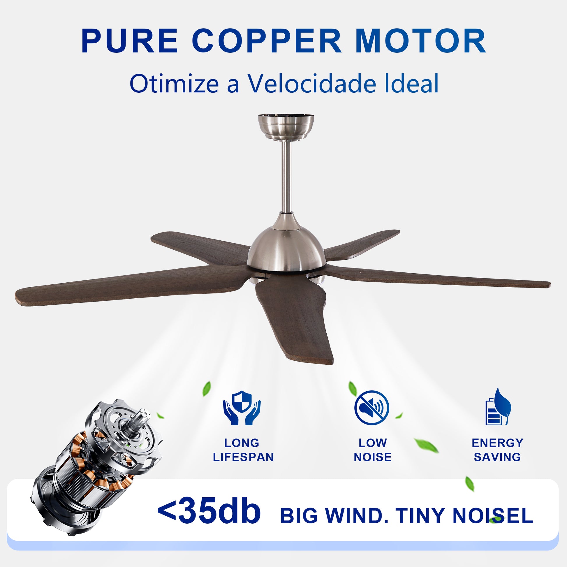 52" Nickel Reversible Ceiling Fan with Light - view 13