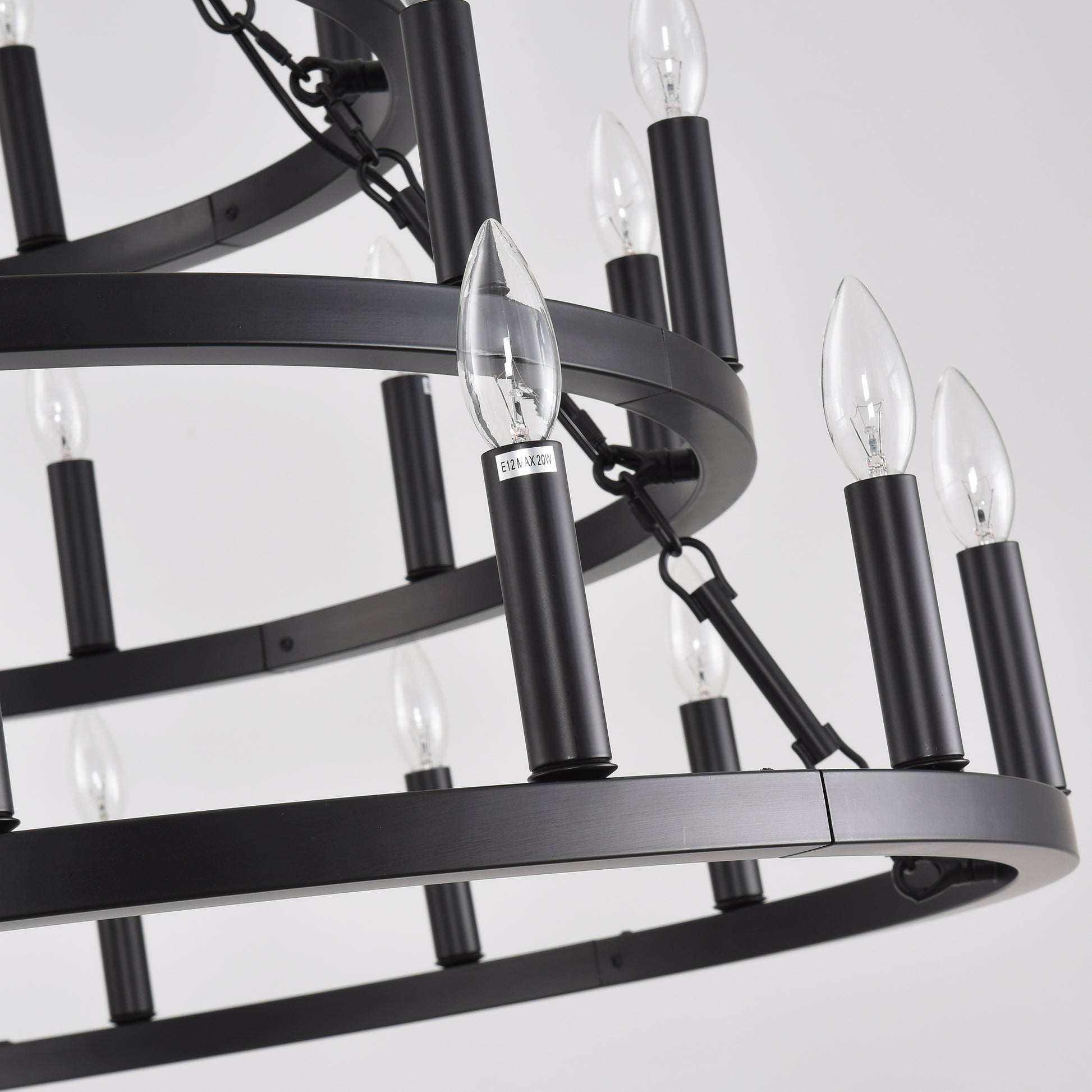 39" 3-Tier Wagon Wheel Farmhouse Chandelier, 36-Light - view 14