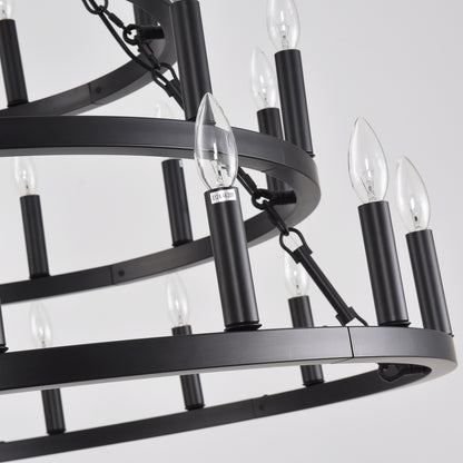 39" 3-Tier Wagon Wheel Farmhouse Chandelier, 36-Light - view 14