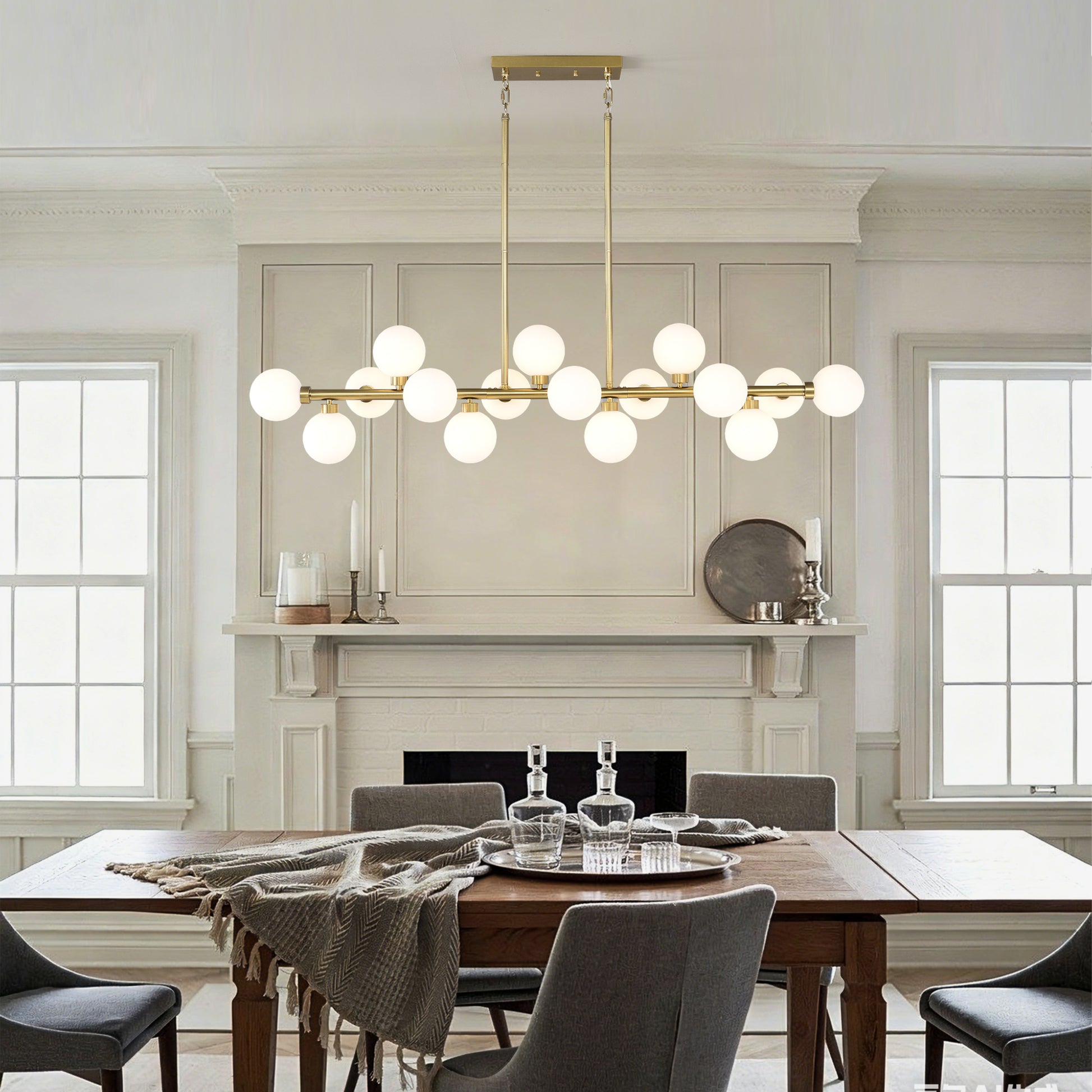 16-Light Gold and Opal Farmhouse Pendant Light - view 4