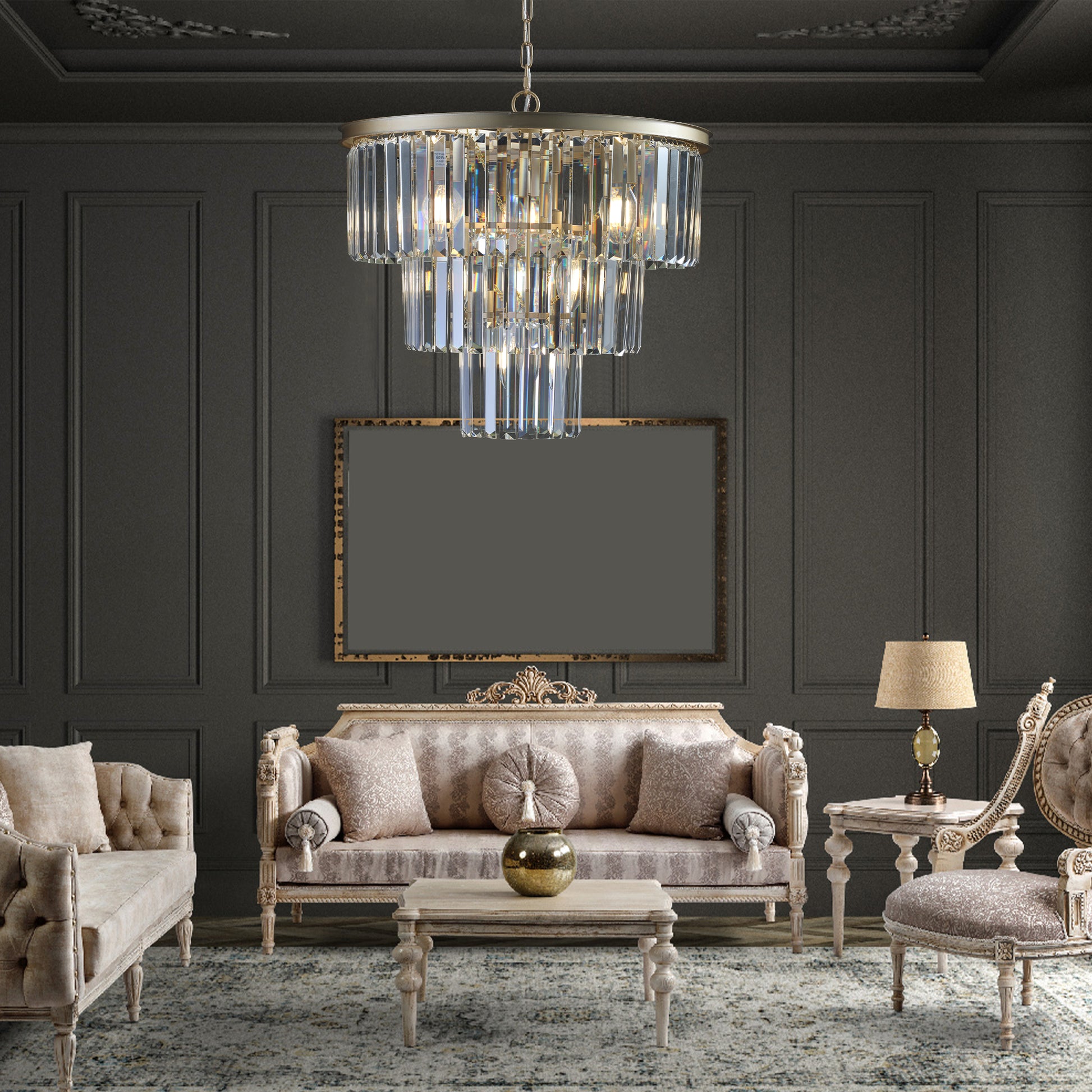 20" 7-Light Gold 3-Tier Crystal Chandelier - view 6