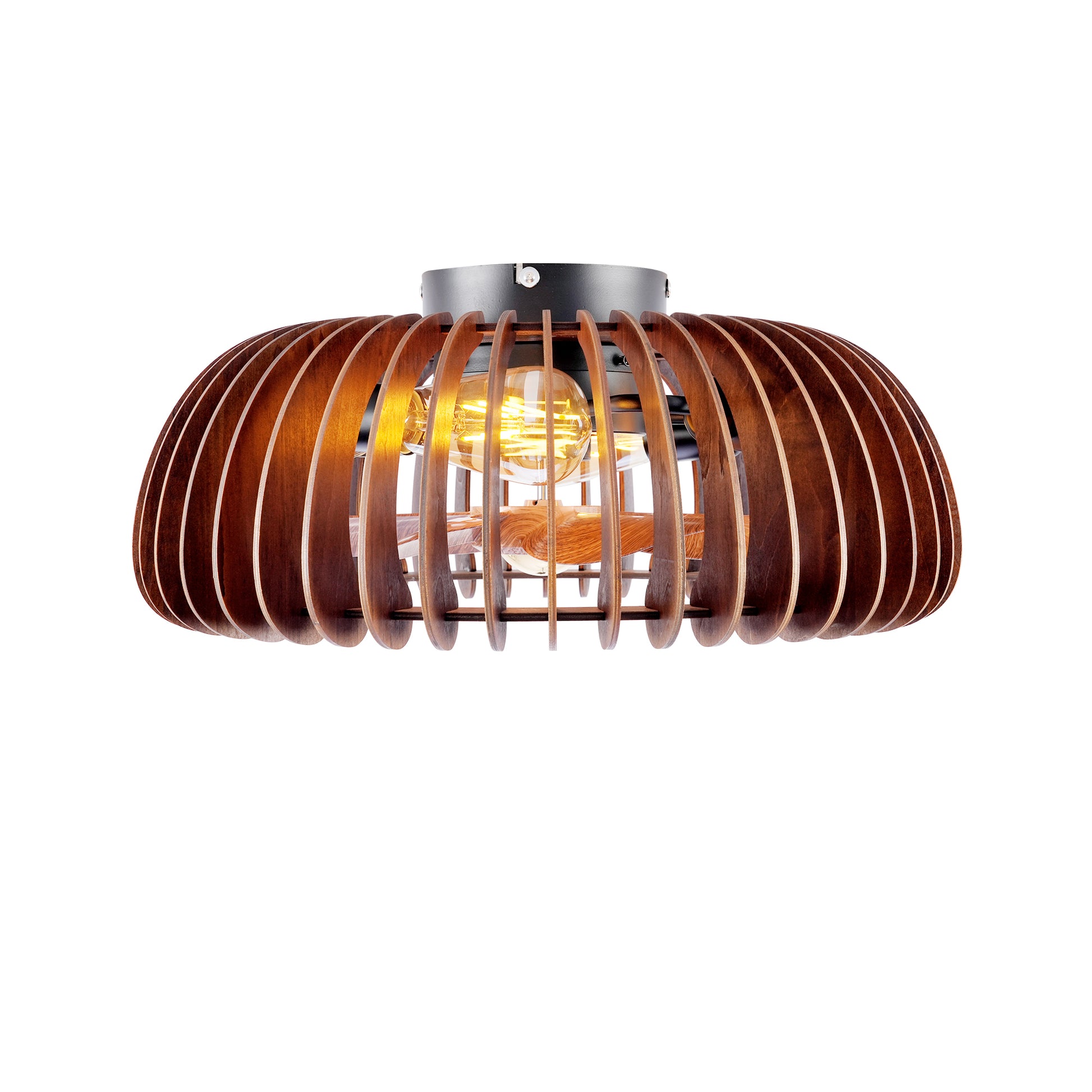 20" Wood Semicircle Flush Mount Ceiling Fan with Remote - view 15