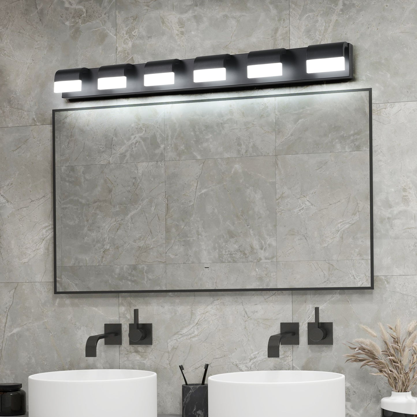 6-Light Black LED Vanity Wall Light - view 4