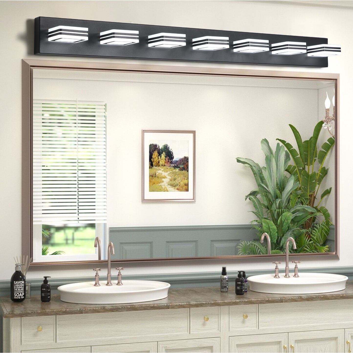 45" 7-Light Black LED Vanity Wall Light