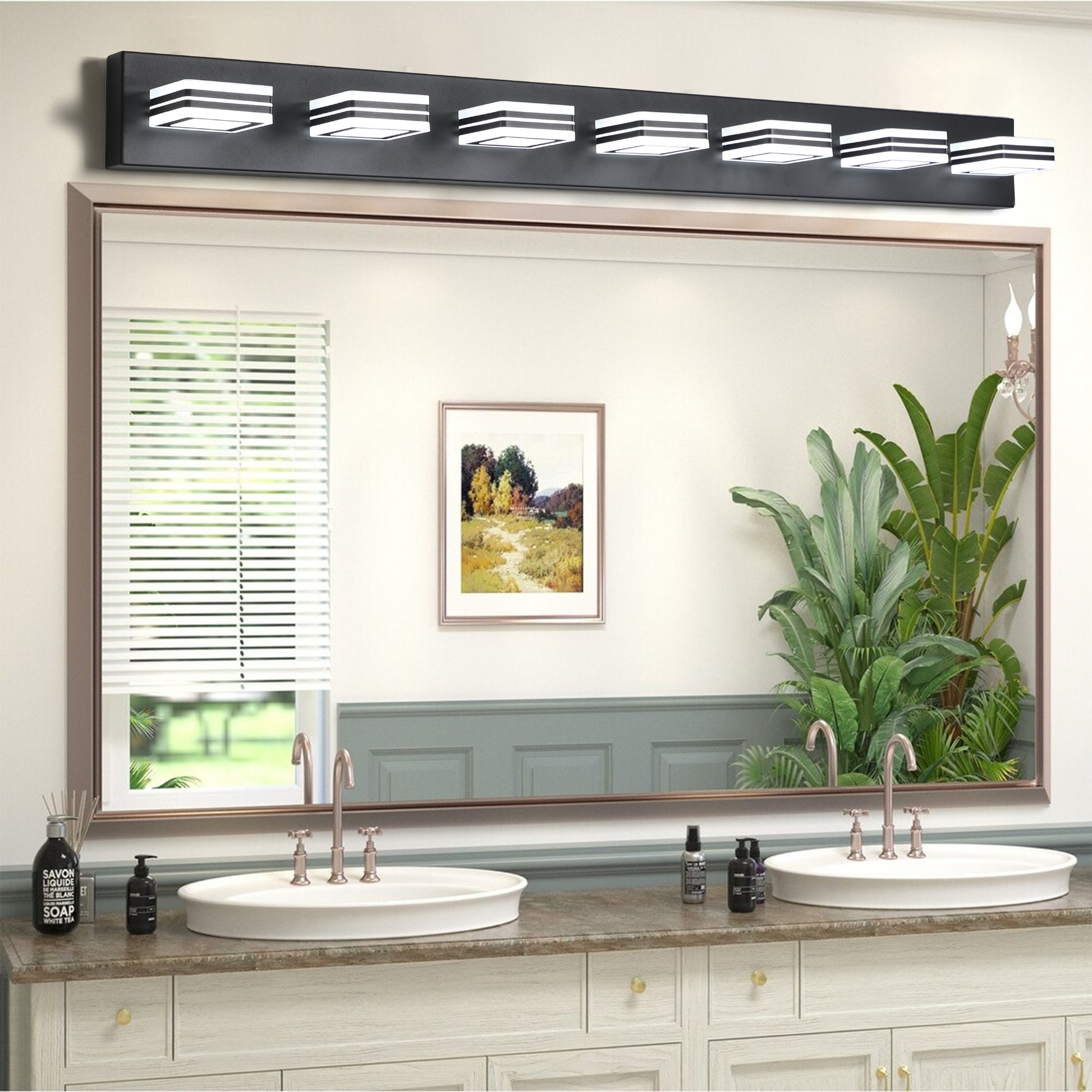 45" 7-Light Black LED Vanity Wall Light