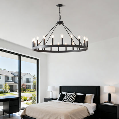 39.4" 20-Light Wagon Wheel Farmhouse Chandelier - view 2