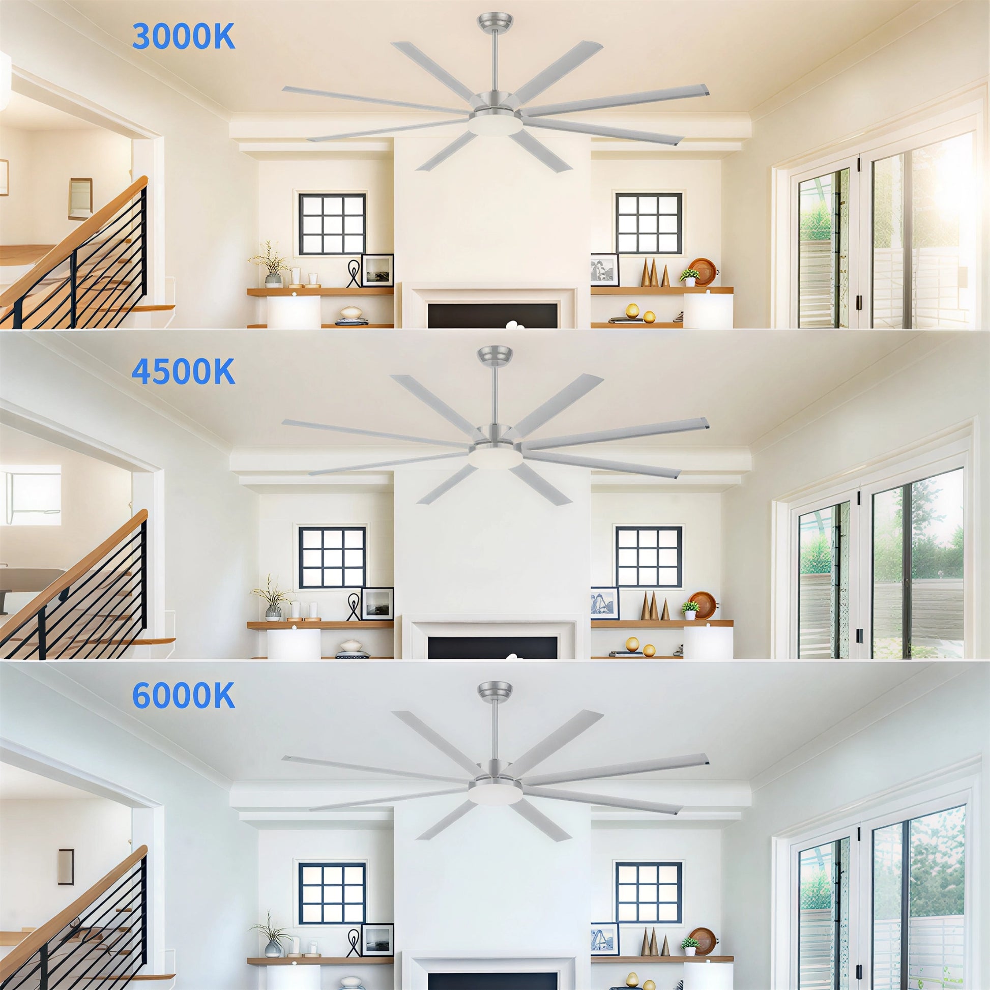 88" Silver Industrial Aluminum Ceiling Fan with Remote - view 11