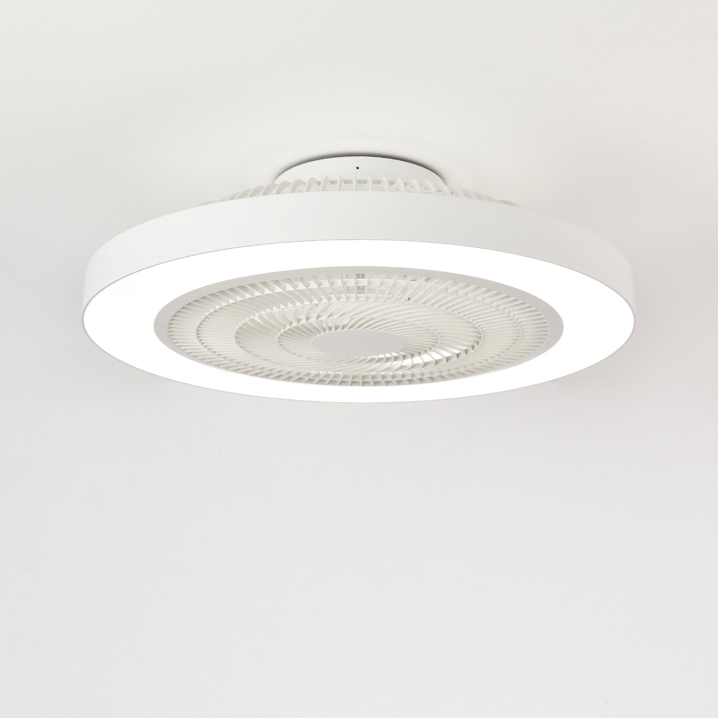 Matte White Flush Mount Ceiling Fan with Dimmable LED - view 16