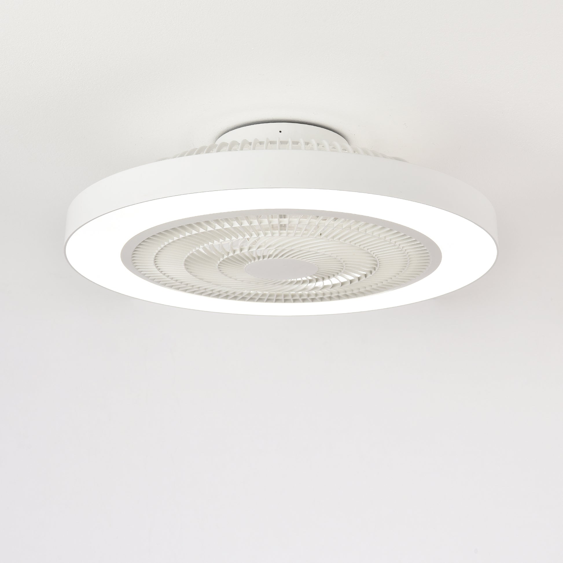 Matte White Flush Mount Ceiling Fan with Dimmable LED - view 16