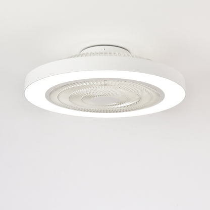 Matte White Flush Mount Ceiling Fan with Dimmable LED - view 16