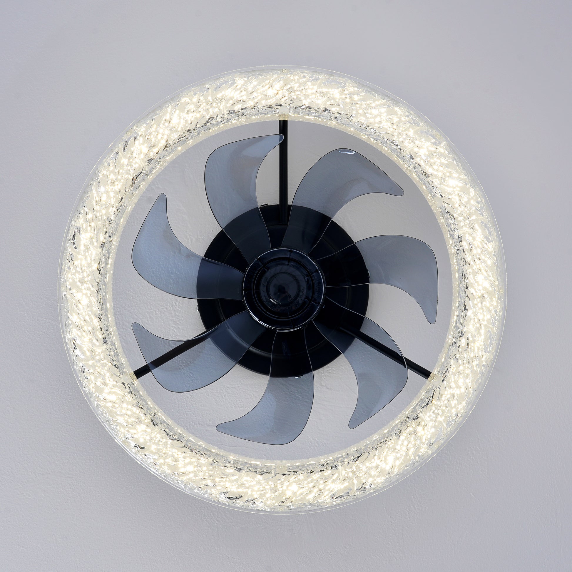 Matte Black Acrylic Ice Brick Ceiling Fan with Dimmable LED - view 21