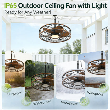 20" Matte Black Outdoor Ceiling Fan with Light and Remote - view 13