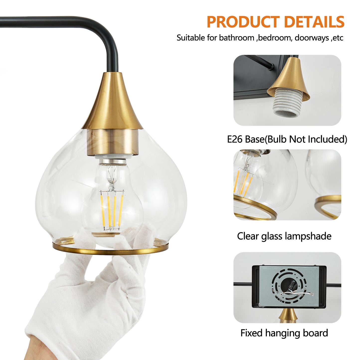 48" 6-Light Black & Gold Industrial Vanity Light - view 6