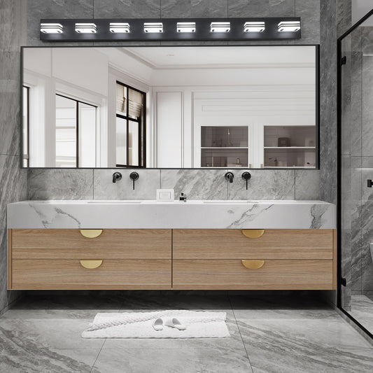 52" 8-Light Black Vanity Light with Dimmable LED