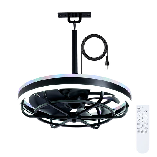 Matte Black Indoor Outdoor Ceiling Fan with Dimmable LED