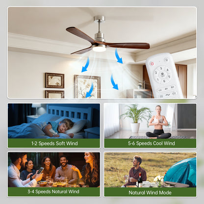 52" Brushed Nickel 3-Blade Ceiling Fan with Remote - view 4