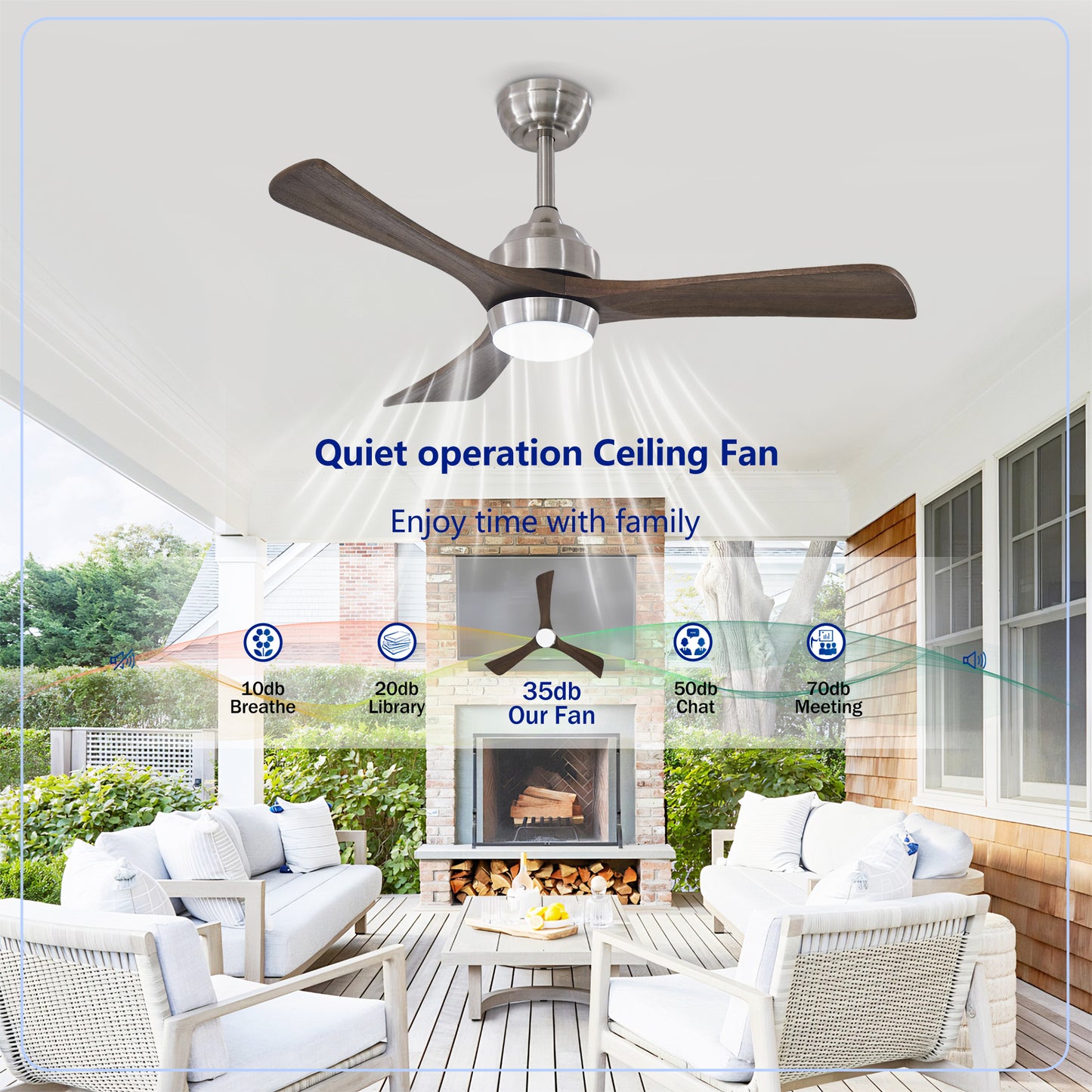 42" Nickel Solid Wood Ceiling Fan with Remote - view 12