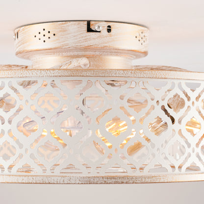 20" Retro White Flower Caged Flush Mount Ceiling Fan - view 19