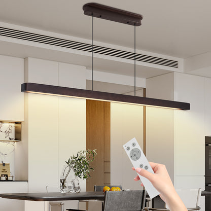 51" Walnut Wood Modern LED Pendant Light - view 2