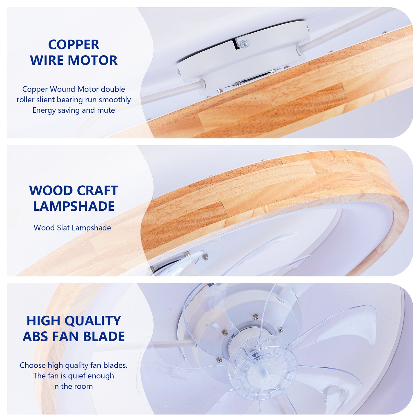 23.62" Wood Flush Mount Ceiling Fan with Dimmable LED - view 15