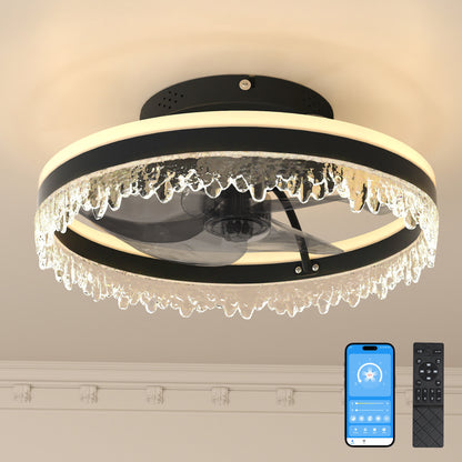 16" Black Crystal Ceiling Fan with Dimmable LED - view 2
