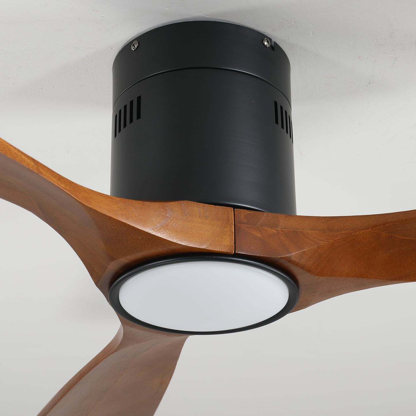 52" Matte Black & Wood Ceiling Fan with Dimmable LED - view 14