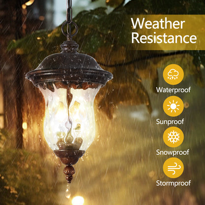 Rustic Bronze Outdoor Hanging Lantern Pendant, 19"H - view 4