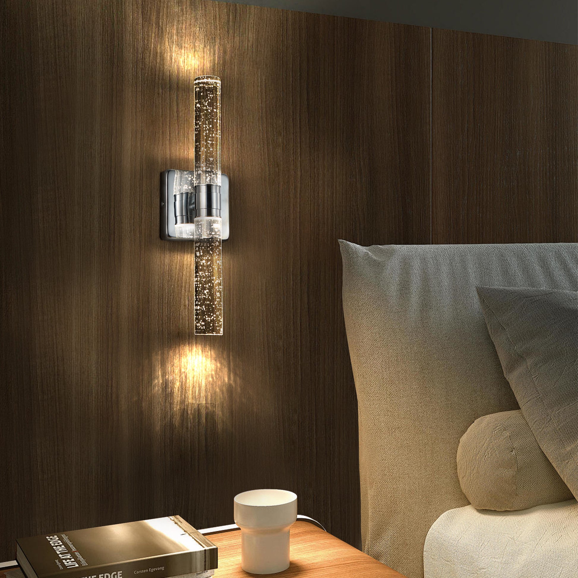 2-Light Chrome Bubble Crystal Wall Light, 17"H - view 4