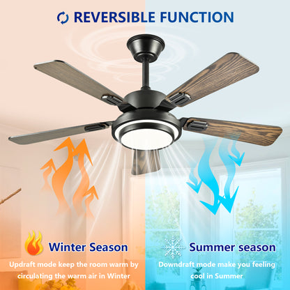 42" Matte Black Ceiling Fan with Dimmable LED Light - view 11