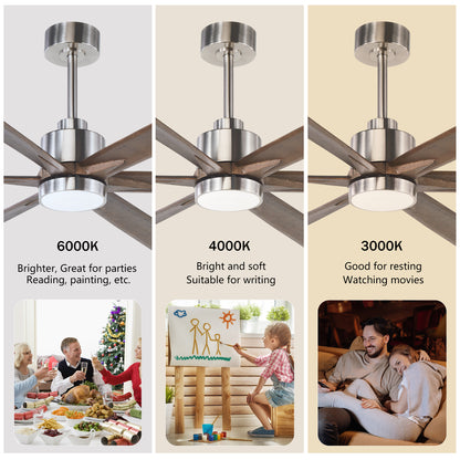 70" Nickel Finish Ceiling Fan with Light - view 8