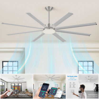 88" Silver Industrial Aluminum Ceiling Fan with Remote - view 6